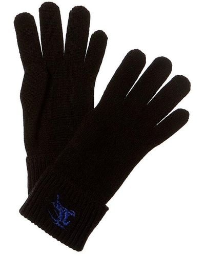 Burberry Embroidered Cashmere-blend Gloves - Black