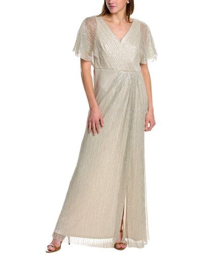 Adrianna Papell Crinkled Mesh Gown - Natural