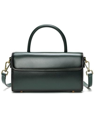 Tiffany & Fred Paris Smooth & Polished Leather Top Handle Shoulder Bag - Black