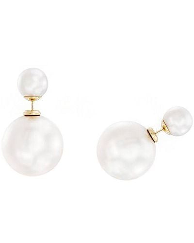 Gabi Rielle 14k Over Silver Pearl Bella Babe Earrings - White