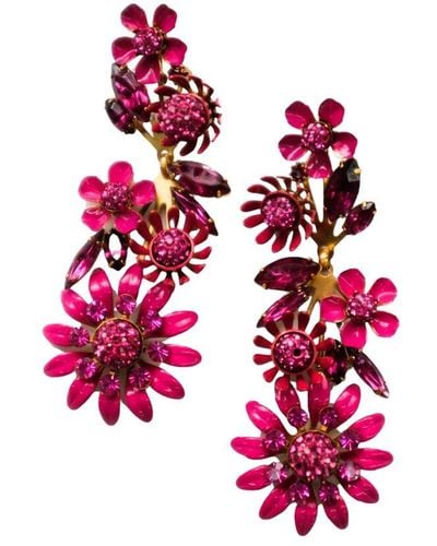 Elizabeth Cole 24k Plated Dangle Earrings - Pink
