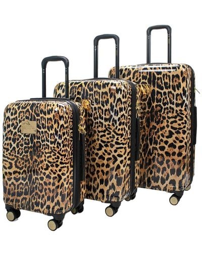 Badgley Mischka Leopard Expandable Luggage Set - Multicolour