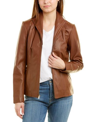 Cole Haan Leather Jacket - Brown