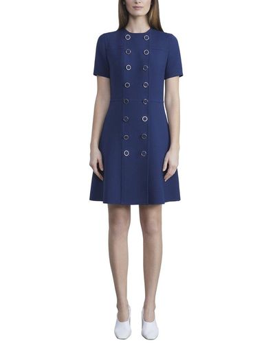 Lafayette 148 New York Double Breasted Wool & Silk-Blend Mini Dress - Blue