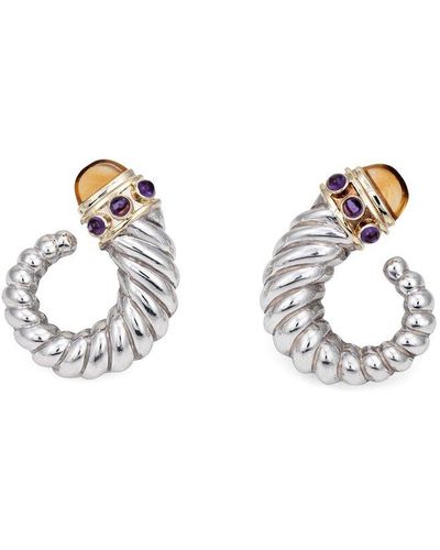 David Yurman Cable 14K & Gemstone Swirl Earrings (Authentic Pre-Owned) - Metallic