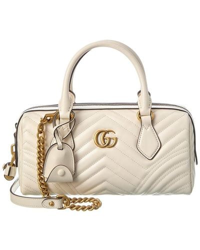 Gucci Gg Marmont Small Leather Satchel - Natural