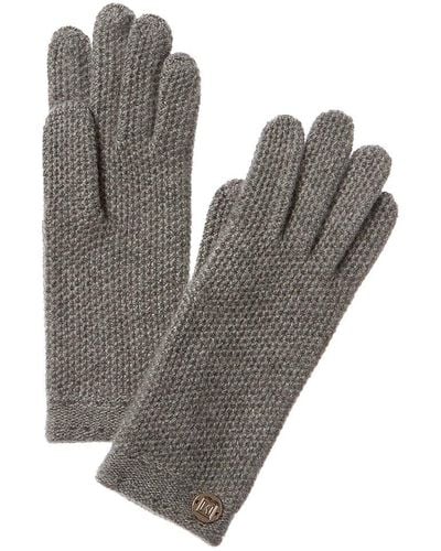 Bruno Magli Honeycomb Stitch Cashmere Gloves - Grey