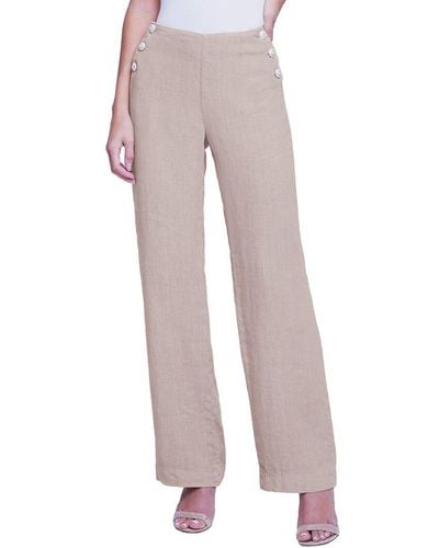 L'Agence Dee High-rise Sailor Linen Pant - Grey