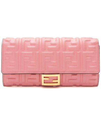 Fendi Embossed Leather Continental Wallet (Authentic Pre-Owned) - Pink