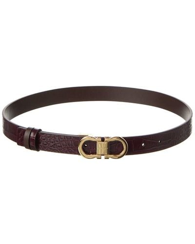 Ferragamo Gancini Reversible & Adjustable Leather Belt - Brown