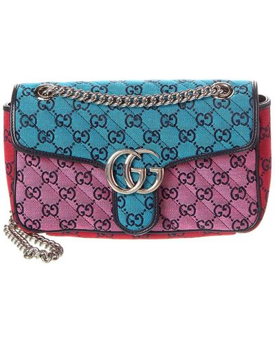 Gucci GG Marmont Small GG Canvas Shoulder Bag - Blue