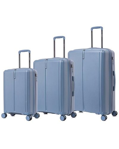 DUKAP 3Pc Airley Lightweight Expandable Hardside Spinner Luggage Set - Blue