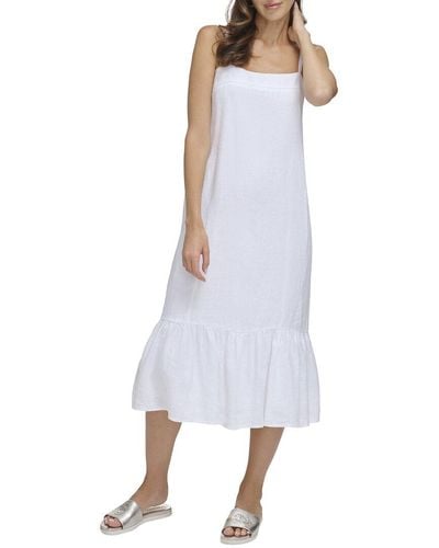 DKNY Linen Midi Dress - White