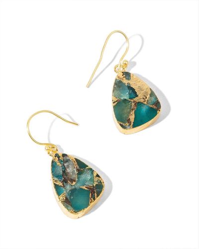 Saachi 18k Plated Mojave Turquoise Triangle Earrings - Green