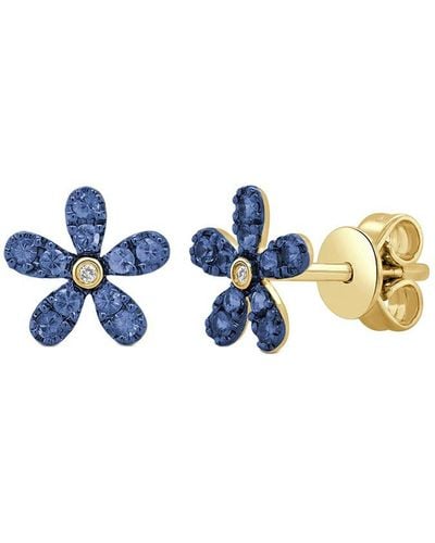 Sabrina Designs 14k 0.32 Ct. Tw. Diamond & Sapphire Flower Studs - Blue