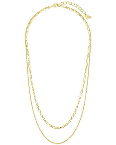 Sterling Forever 14k Plated Serenity Layered Chain Necklace - Metallic
