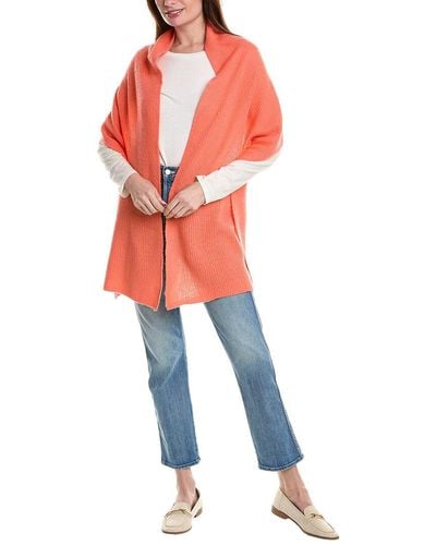 Portolano Rib Stitch Wool & Cashmere-blend Wrap - Orange
