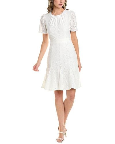 London Times Eyelet Mini Dress - White