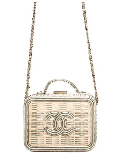 Chanel Limited Edition Gold Straw & Leather Vanity Case, Never Carried - Metallic