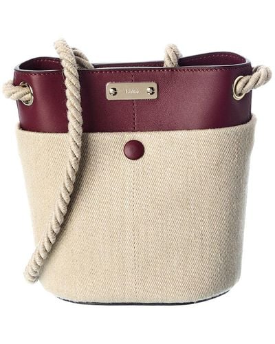 Chloé Key Small Linen & Leather Bucket Bag - Purple