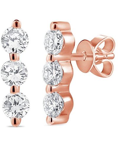 Sabrina Designs 14k Rose Gold 0.21 Ct. Tw. Diamond Bar Studs - White