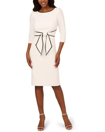Adrianna Papell Tipped Crepe Tie Dress - White