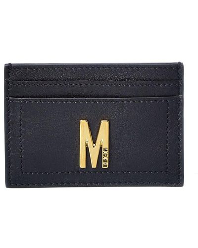 Moschino Logo Leather Card Holder - Blue