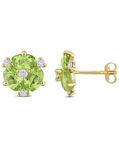 Rina Limor 14k 3.04 Ct. Tw. Diamond & Peridot Earrings - Green