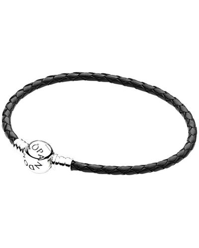 PANDORA Moments 14k Rose Gold-plated Snake Chain Bracelet For Charms - Black