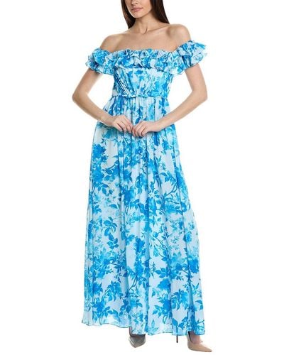 ML Monique Lhuillier Adline Maxi Dress - Blue