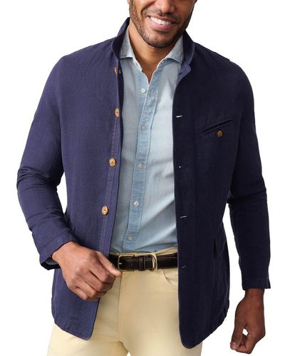 J.McLaughlin Solid Mack Linen-blend Jacket - Blue