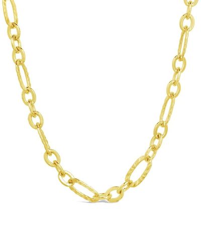 Sterling Forever 14K Plated Elysia Delicate Mixed Link Chain Necklace - Metallic