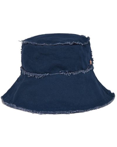 Jocelyn Frayed Bucket Hat - Blue
