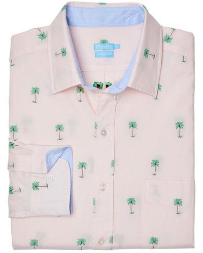 J.McLaughlin Palm Tree Gramercy Modern Fit Shirt - Pink
