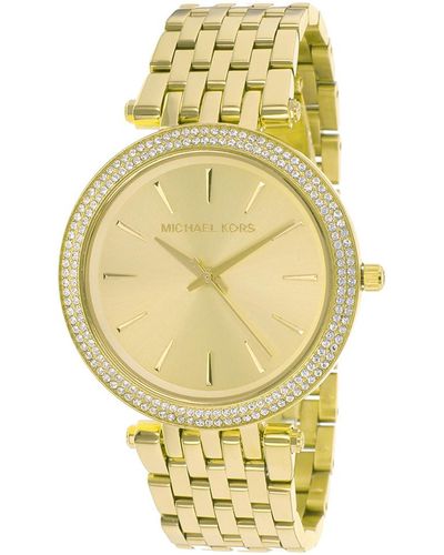 Michael Kors Womens Ritz Cubic Zirconia Chronograph Date Bracelet Strap  Watch GoldMK6937