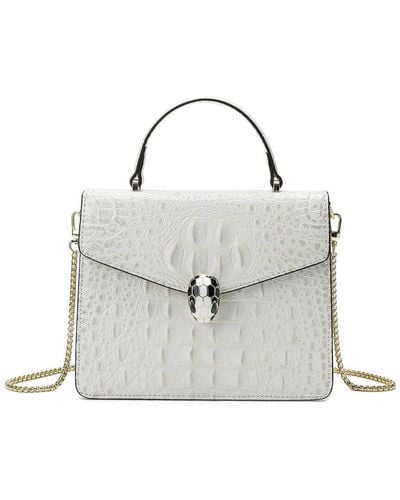 Tiffany & Fred Paris Embossed Leather Messenger Bag - White