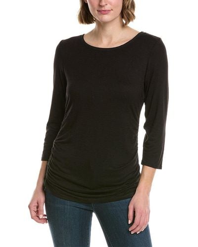 T Tahari Ruched Knit Top - Black