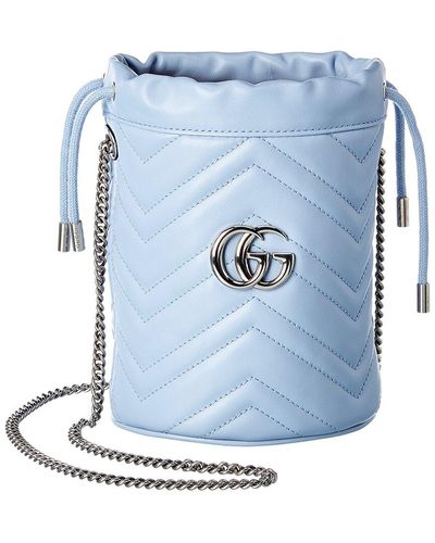 Gucci GG Marmont Mini Matelasse Leather Bucket Bag - Blue