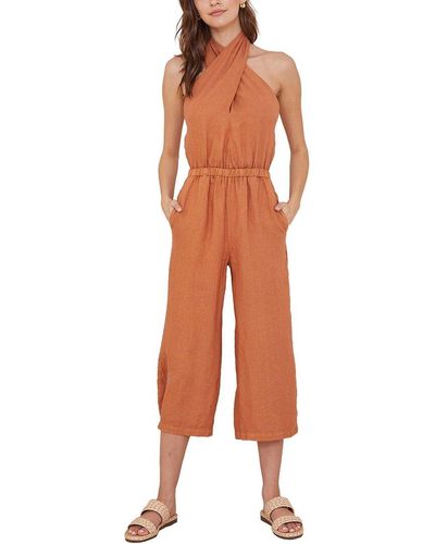 Bella Dahl Wrap Neck Halter Jumpsuit - Orange