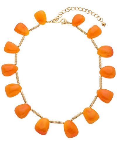 Kenneth Jay Lane Plated Beaded Necklace - Orange
