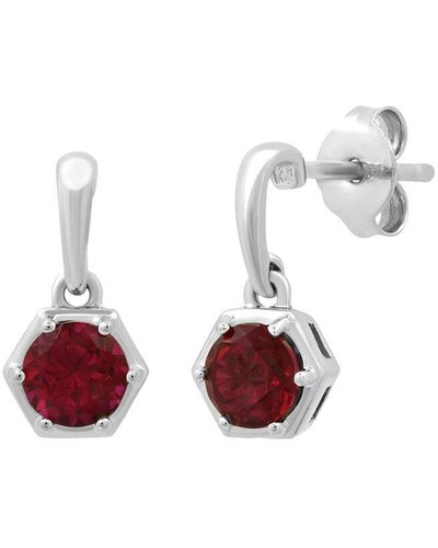MAX + STONE Max + Stone Silver 0.80 Ct. Tw. Garnet Drop Earrings - Red