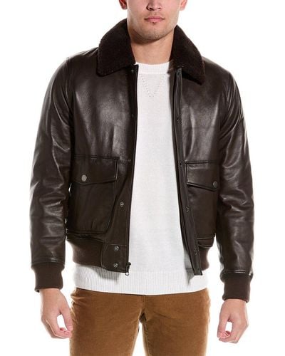 Brooks Brothers Out Leather Flight Jacket - Black