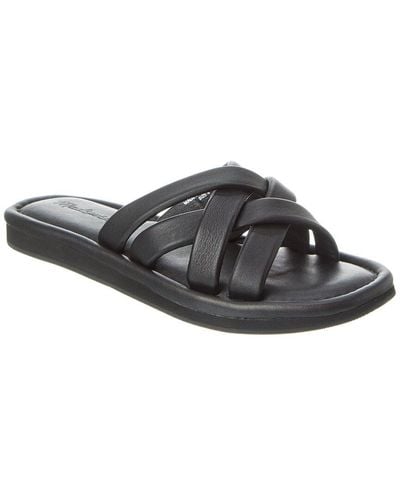 Madewell Puffy Woven Leather Slide - Black