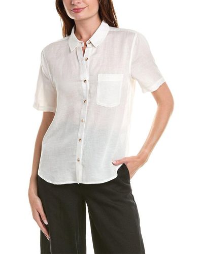 Onia Air Linen-Blend Short Sleeve Shirt - White