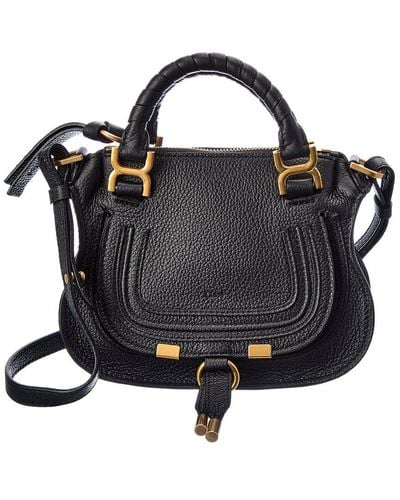 Chloé Marcie Mini Double Carry Leather Shoulder Bag - Black