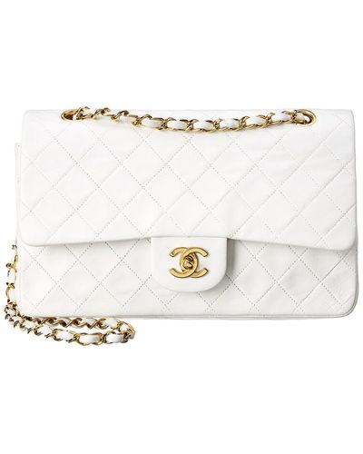 White and Black Quilted Lambskin Braided Edge Mini Flap Bag Gold Hardware,  2022