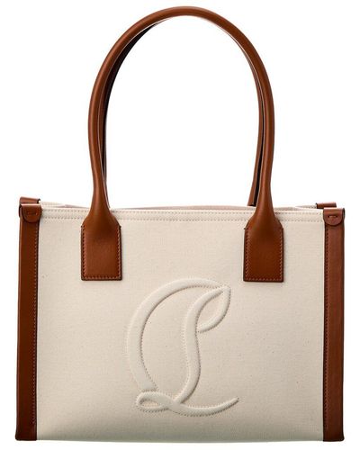 Christian Louboutin By My Side Small Canvas & Leather Tote - Brown