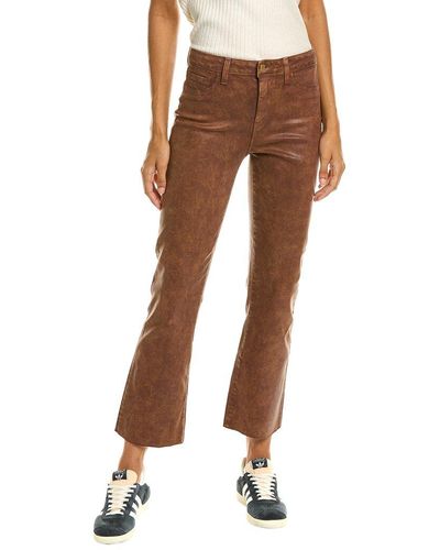 L'Agence Kendra High-rise Crop Flare Jean Henna Mineral Coated Jean - Brown