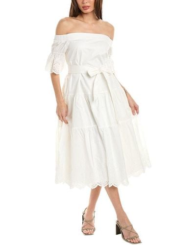 Gracia Off-the-shoulder A-line Dress - White