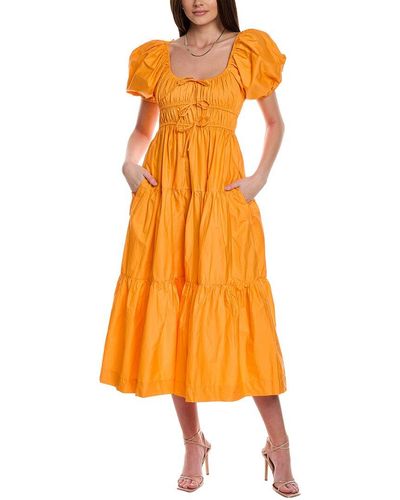 Line & Dot Amber Dress - Orange